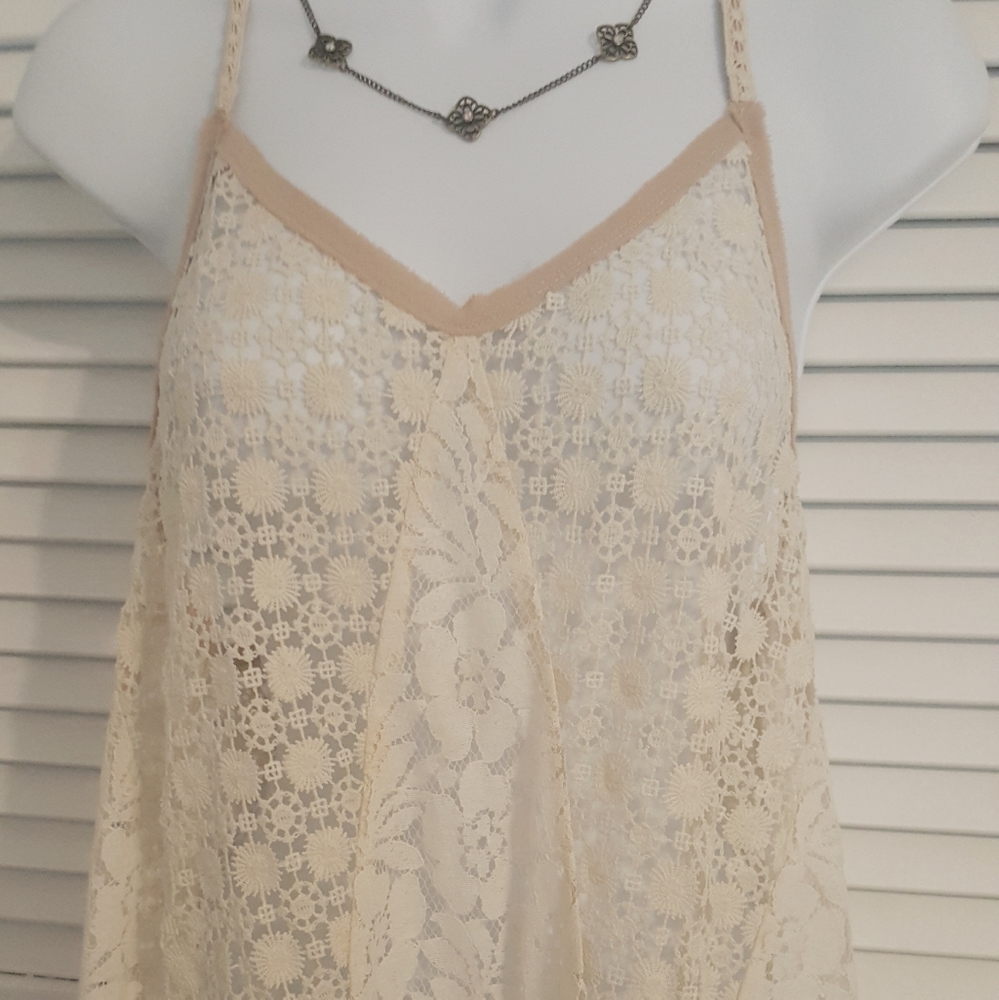 long vanilla lace tunic